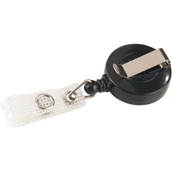 25 Ausweisjojo mit langem Auszug, Gürtelclip und Aufkleber schwarz, Kunststoff