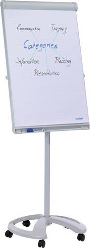 Franken Flipchart Mobil Deluxe (B x H) 67 cm x 95 cm Hellgrau Inkl. Ablageschale, abwischbar, höhenverstellbar, beschriftbar, magnethaftend, Inkl