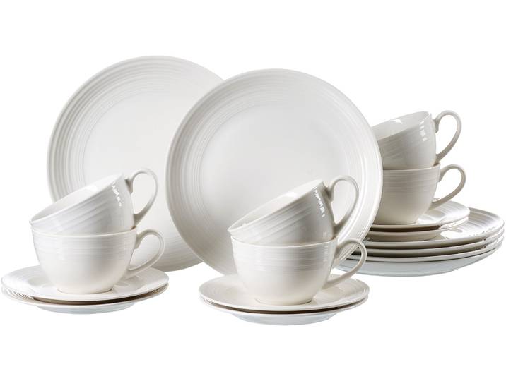 Kaffeeservice RITZENHOFF & BREKER Levi , weiß, 18, Porzellan, Geschirr-Sets, Kaffeeservice