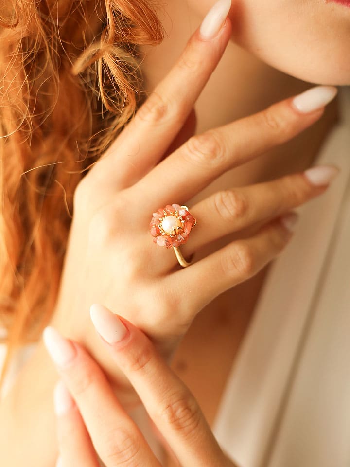 Pierres delicates Vergold. Ring mit Perle und Edelsteinen - onesize