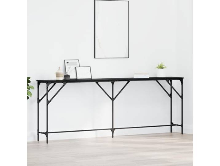 HEFZGDB Konsolentisch Schwarz Eiche 200x29x75 cm Holzwerkstoff Moderner Wohnzimmertisch Praktischer Beistelltisch