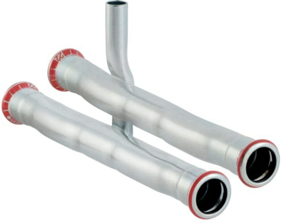 Geberit Anschluss-T-Stück-Set Mapress C-St. d= 22x15mm, für Rücklauf, außen verzinkt (23604)