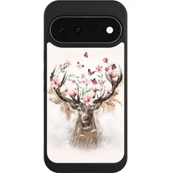 Nivocase Handyhülle für Google Pixel 11 Hülle NIVOpure Case Schwarz Blumen Hirsch Tiere (Google Pixel 11), Smartphone Hülle, Schwarz