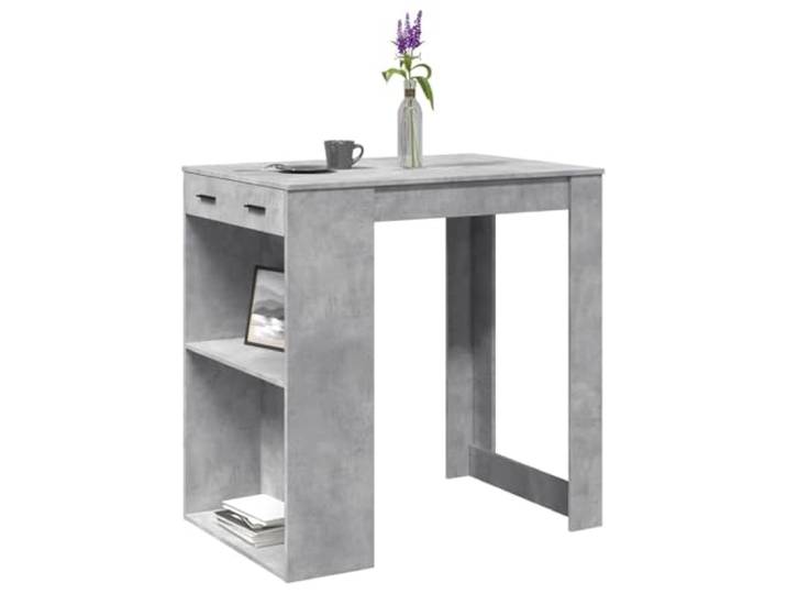 HEFZGDB Bartisch Betongrau 102x70x103,5 cm Holzwerkstoff mit 2 Ablagen und 1 Schublade, Stauraum Möbel für Küche Wohnzimmer Essbereich, langlebig pflegeleicht