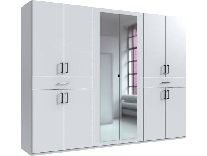 Drehtürenschrank WIMEX Tibet , weiss (weiß), B:270cm H:208cm T:58cm, Holzwerkstoff, Schränke, Drehtürenschrank, mit Schubkästen auf bequemer Zugriffshöhe
