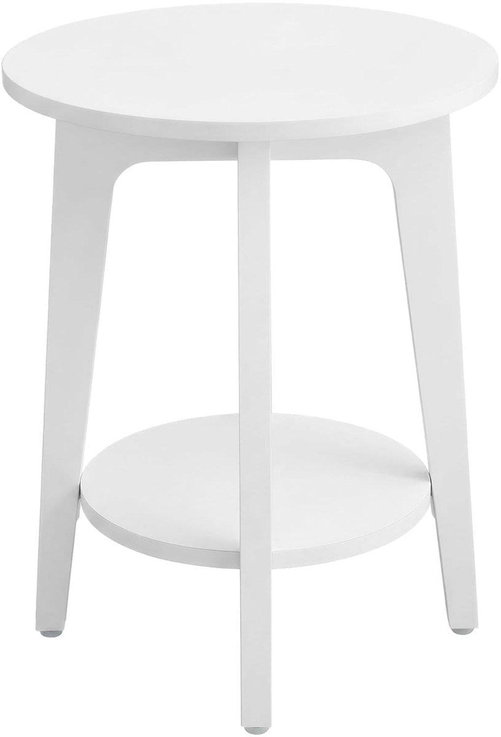 Klarven Ronde Bijzettafel Wit met Onderste Plank