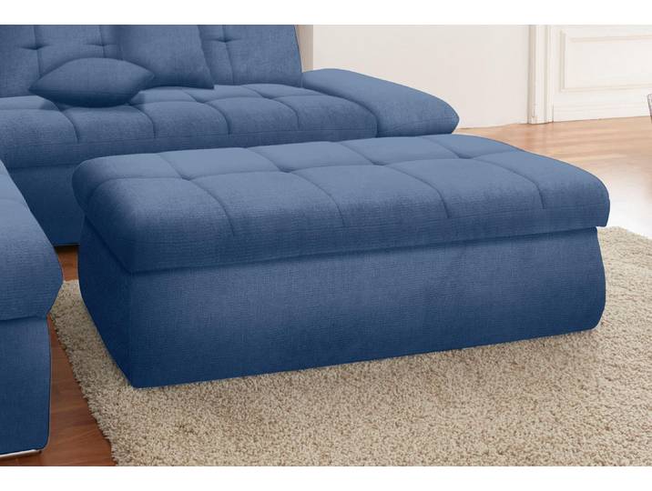 Hocker, Blau, 136x64 cm, Chenille & Microfaser, Mit Stauraum, Modern, Domo-Collection