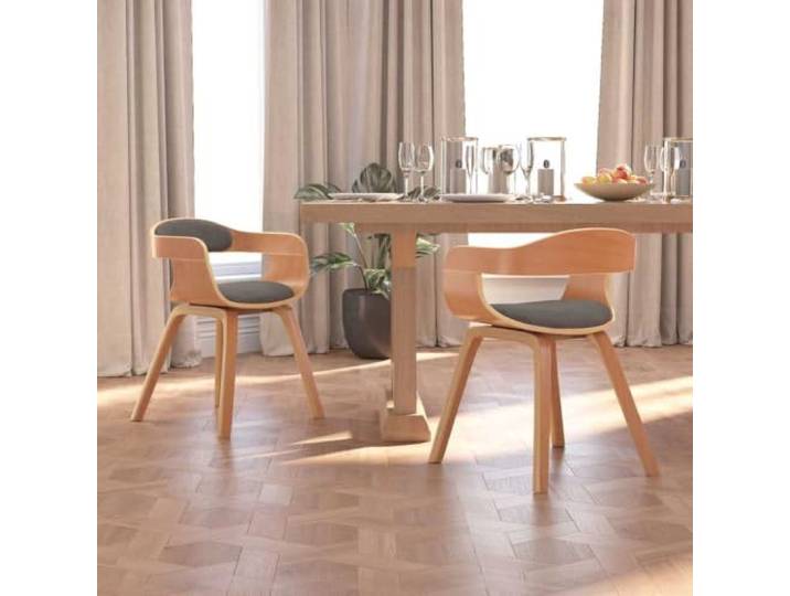 KGHFDVB Esszimmerstühle 2 STK. Hellgrau Bugholz und Stoff Schaumstoffpolsterung, robuste Bugholzbeine, Belastbarkeit 110 kg, pflegeleichter Stoffbezug, elegantes Grau