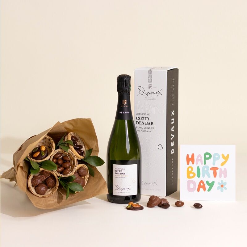 Cadeau d'anniversaire premium : coffret champagne et chocolat - Interflora