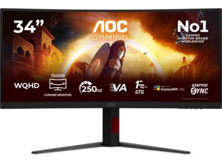 Aoc - Ecran Pc Gamer Cu34g4zca 34'' Incurvé 4k 250 Hz Hdr Hdmi 2.1
