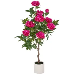 CREATIV green künstliche Pflanze Peonien Hochstamm im Kunststofftopf, 120cm, fuchsia