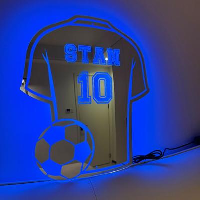 Uplift Picks Custom Football Shirt LED Mirror Personalized Acrylic Man Cave Decor 24x34cm