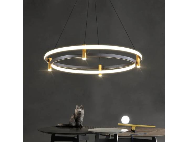 Anneau moderne pendentif LED lampe noir pour Table à manger salon cuisine île lustre décor à la maison lustres luminaire