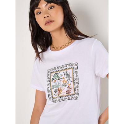 T-Shirt APRICOT "Tropical Placement Shirt", Damen, Gr. XS (34), weiß, Obermaterial: 100% Baumwolle CO., unifarben, Blusen T-Shirt