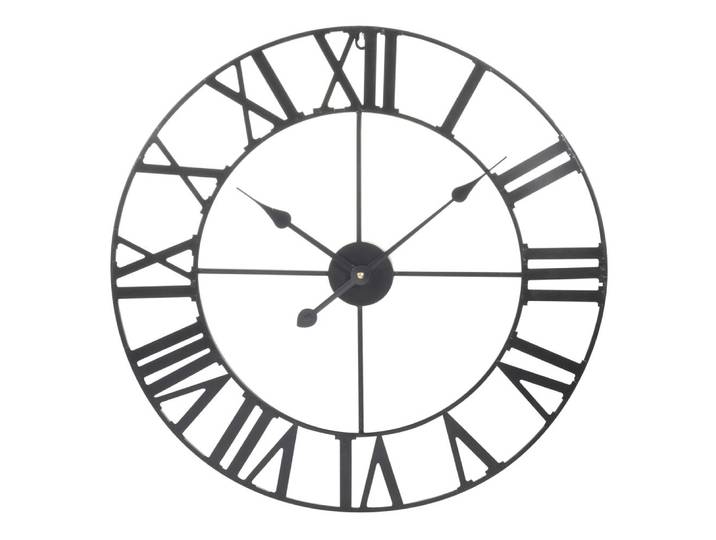 Schwarze Wanduhr aus Eisen, Durchmesser 60 cm
