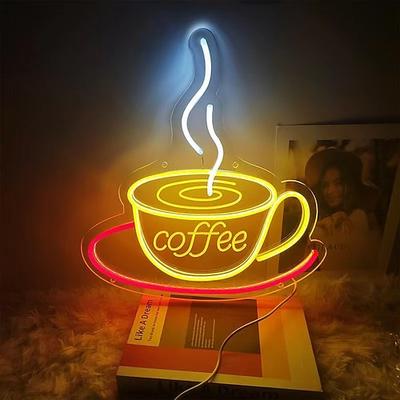 LED-Leuchtreklame für Kaffee, dimmbar, USB-betrieben, farbenfroh, für drinnen, Schlafzimmer, Restaurant, Café, Wandgestaltung, kreative, alphabetförmige Dekorationsleuchte