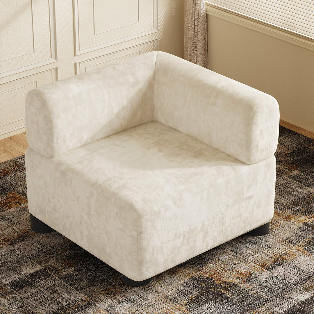 17 Stories Modern Chenille Accent Chair 88cm Corner Chair White 77cm H X 88cm W X 88cm D
