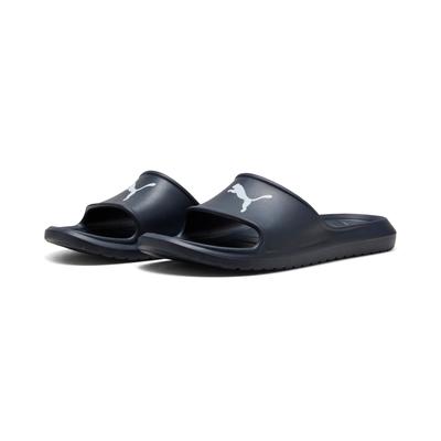 Badesandale PUMA "DIVECAT V2 LITE CAT", Damen, Gr. 47, blau (peacoat, puma weiß), Synthetik, unifarben, Schuhe, wasserfestes Material, federleichtes, formgepresstes Material