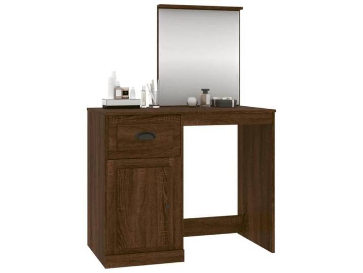 Coiffeuse - CUQUE - 84399 - Chêne marron - Bois d'ingénierie - Miroir inclus