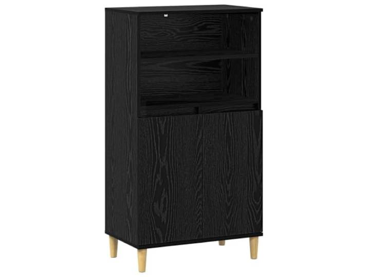 Kaorsrow Highboard Schwarz Eichen-Optik 60x36x110 cm Holzwerkstoff Vielseitiges Beistellregal mit Schranktüren für Schlafzimmer, Wohnzimmer und Flur. Erhöhte Füße erleichtern die Reinigung.