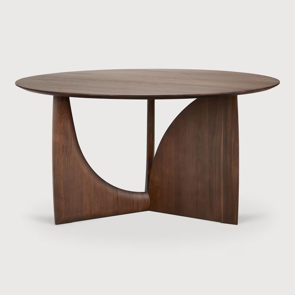 Ethnicraft Ronde Eettafel Geometric Gevernist Teakhout, Bruin, Diameter: 150 cm