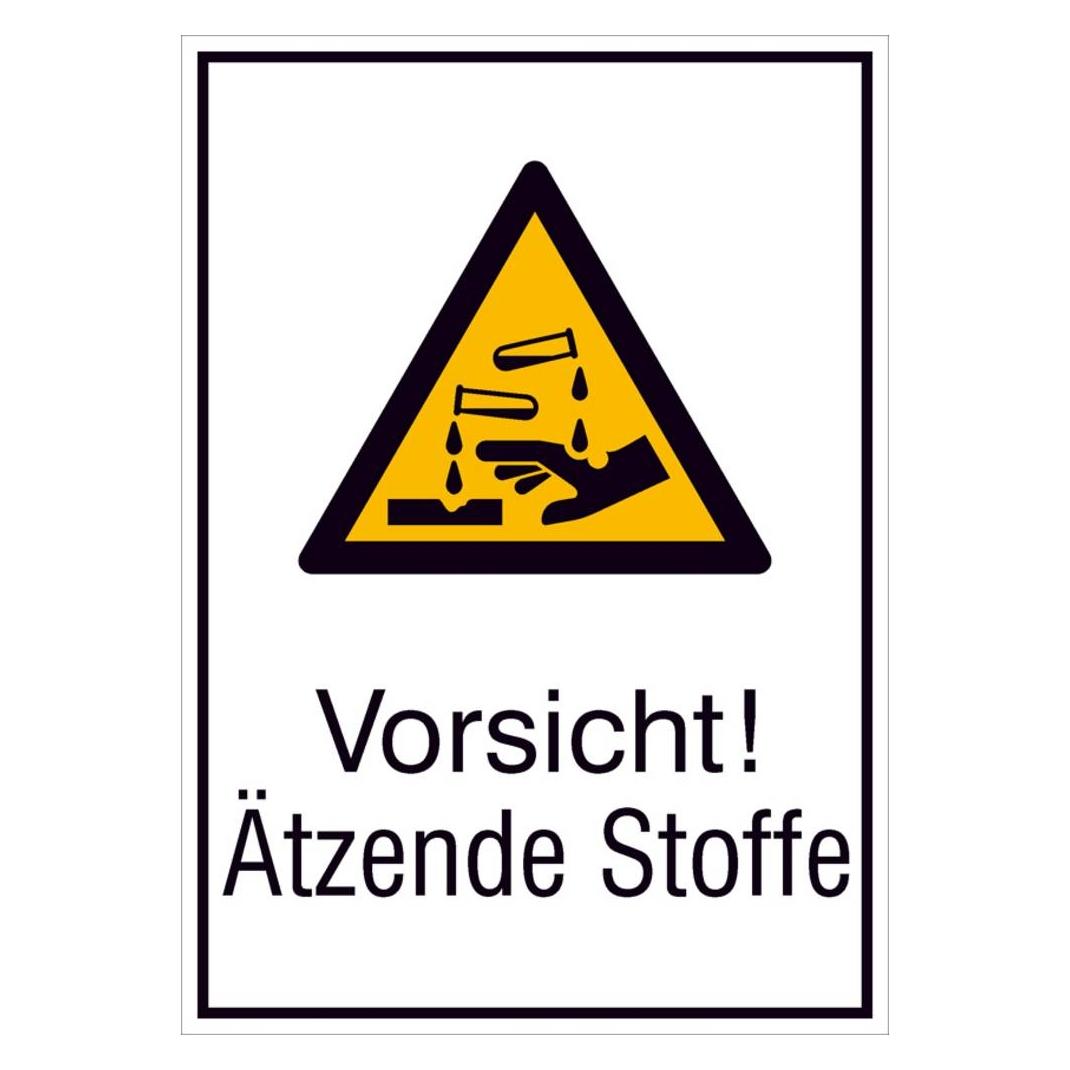 Wolk Warn-Kombischild Vorsicht!AEtzende Stoffe Folie selbstklebend B x H (21.A8125)