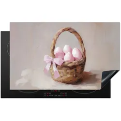 HERDABDECKPLATTE Korb - Eier - Rosa Glaskeramikkochfeldabdeckung 85x52 cm