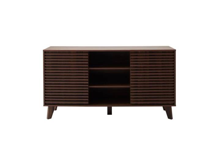 Buffet 2 portes coulissantes façades effet bois rainuré l140 cm