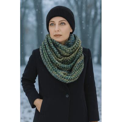 Strickschal "Strickloop", Damen, grün (khaki), Polyacryl, COLLEZIONE ALESSANDRO, gestreift, Basic, Modetücher, Made in Italy, in tollen Farben