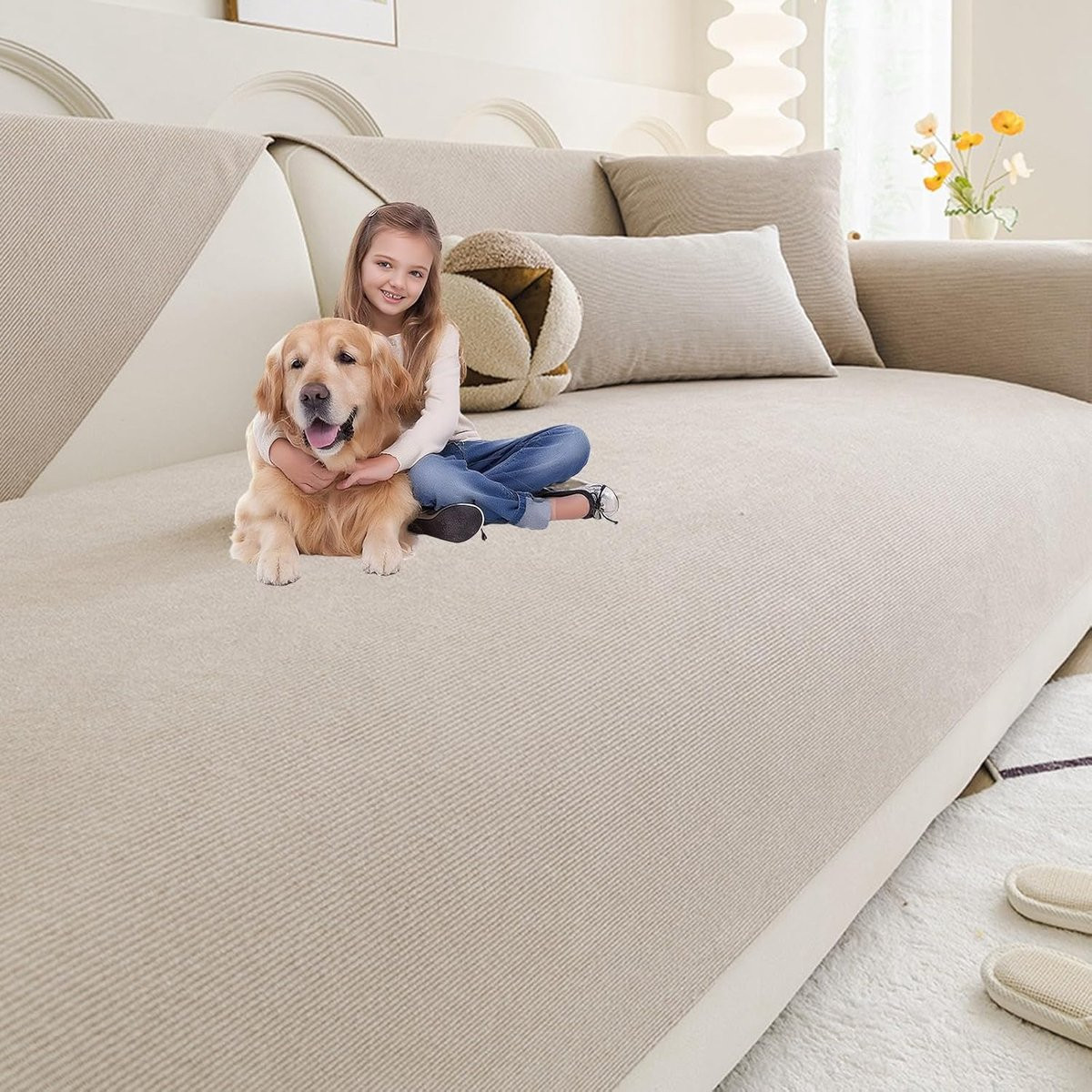 Bruin Chenille Bankovertrek - Waterdicht en Antislip Meubels Plaid - 190 x 180 cm