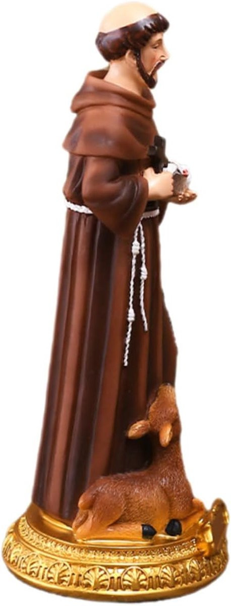 Religieus Beeld Sint Franciscus voor Interieur Decoratie - Gekleurd - Hoogte: 21.8 cm