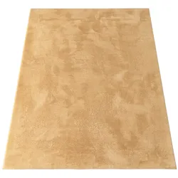 KADIMA DESIGN Teppich Kurzflor waschbar Einfarbig Wohnzimmer schmutzabweisend Gelb  120x160 | 100% Polyester | Florhöhe: 10 mm | Maschinenwäsche, pflegeleicht