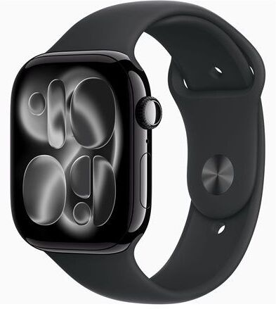 Apple watch series 11 gps 46mm jet black aluminium case with black sport band -