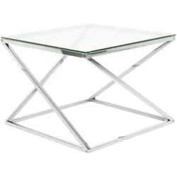 COUCHTISCH Glas Silber quadratisch 60/60 cm Beverly