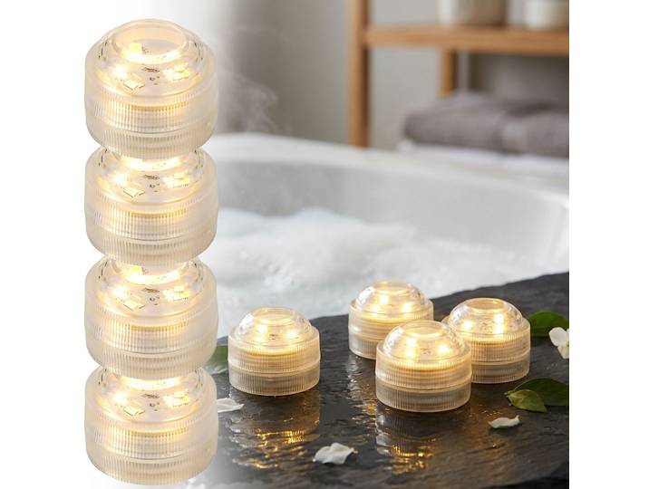 4er-Set LED-Teelicht, warmweiss, Ø 3cm, IP68
