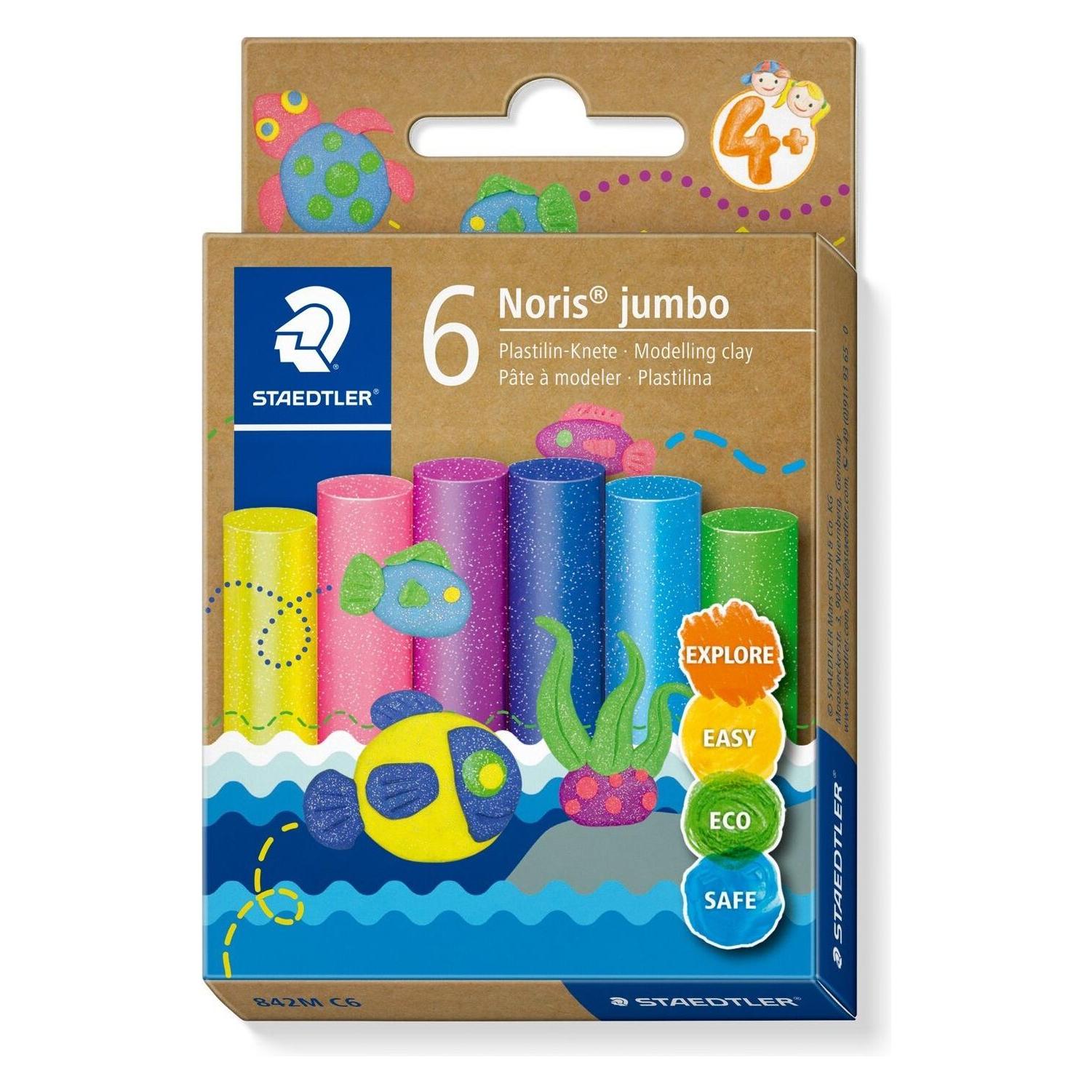 Staedtler Plastilin-Knetmasse Glitter 6er mehrfarbig (842M C6)