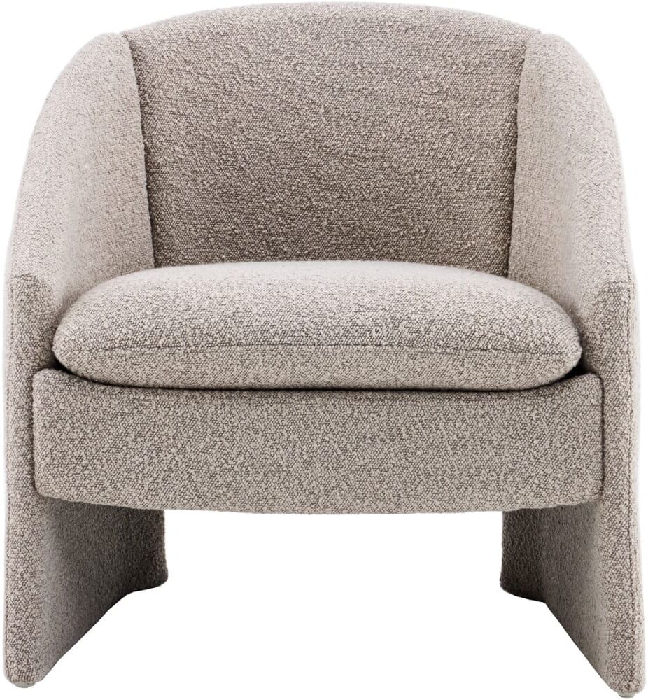 Homifab Fauteuil arrondi en tissu bouclé taupe Gris 69x74x67cm