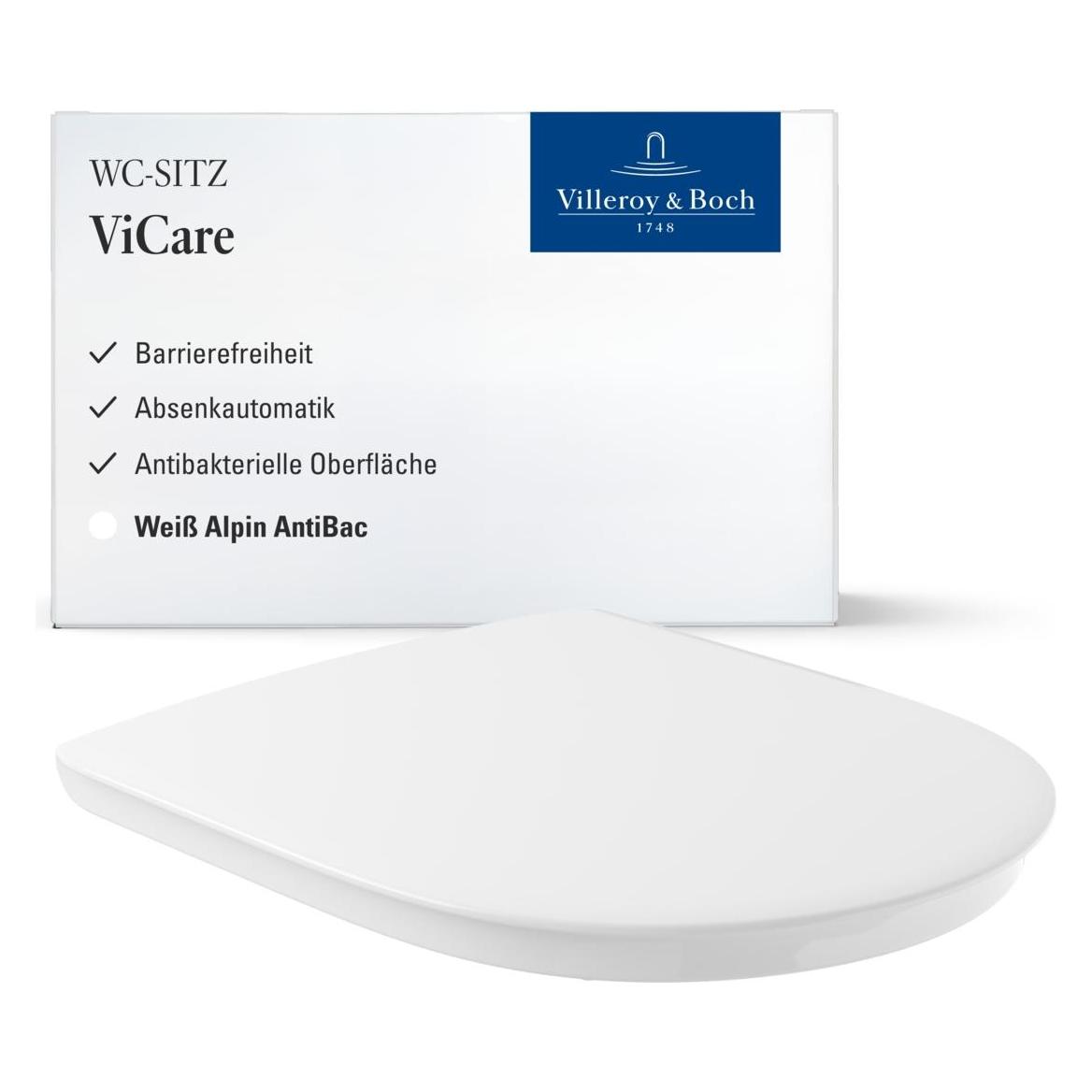 Villeroy & Boch ViCare WC-Sitz ViCare, mit Absenkautomatik und abnehmbaren Sitz AntiBac (9M67S1T1)