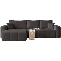ECKSOFA PEDRO mit Schlaffunktion und Bettkasten Anthrazit