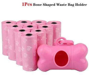 Inspired Finds Solid Color Printed Pet Poop Bags Portable Dog Walking Waste & House Use Bags 6pcs Set Pink