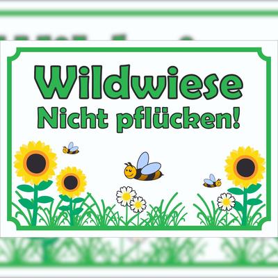 HB-Druck Schild Wildwiese Nicht pflücken waagerecht A4 (210x297mm)
