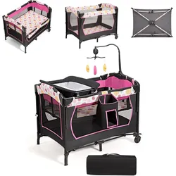 Costway 4 in 1 klappbares Reisebett & Beistellbett & Wickeltisch & Laufstall