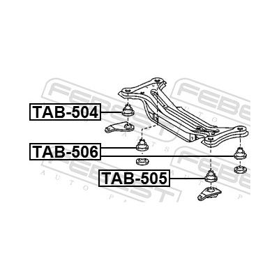 FEBEST Lagerung, Hilfsrahmen/Aggregateträger TAB-505 Hinterachse links für TOYOTA