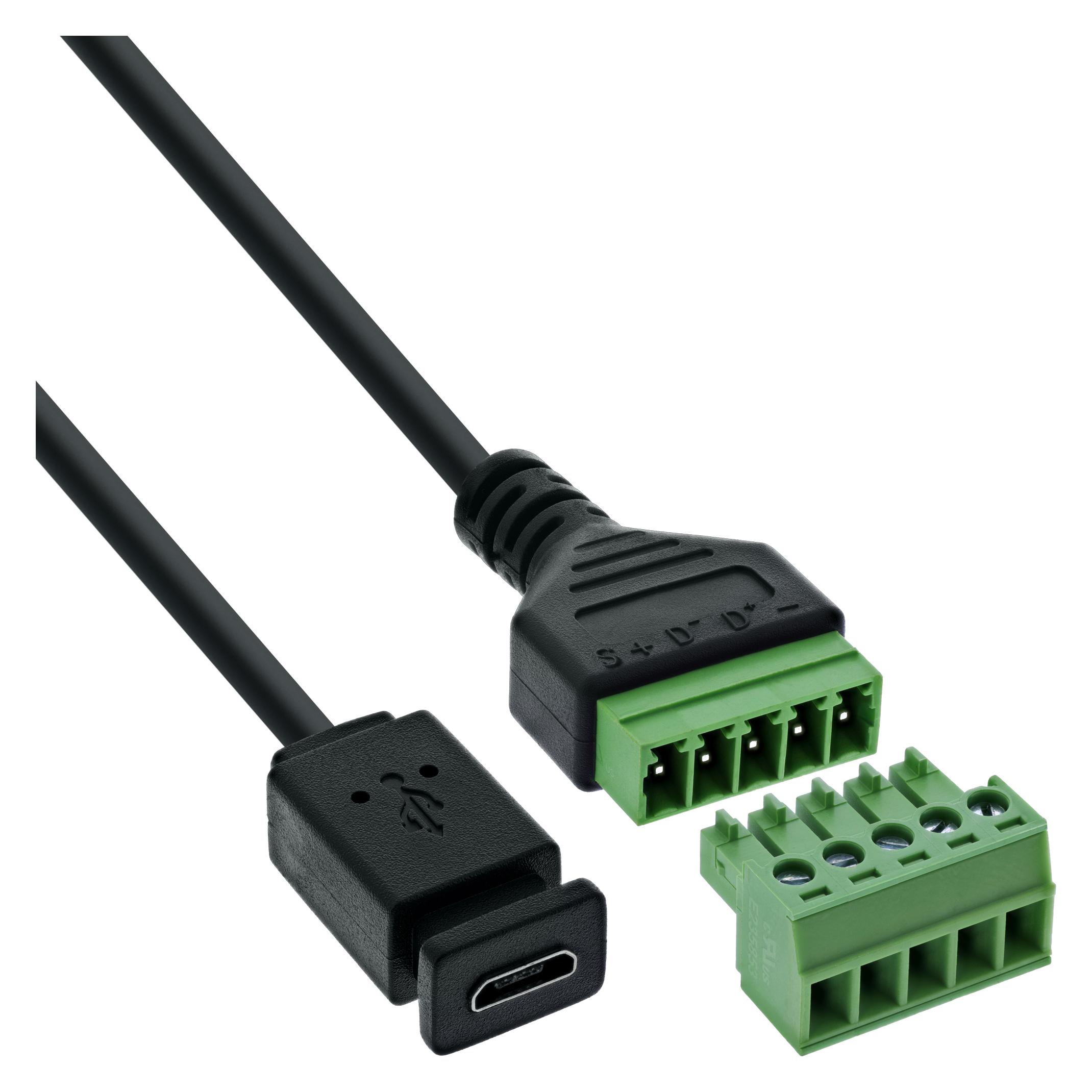 InLine Mini-USB Buchse an Terminalblock, 5-polig, mit Kabel (92504D)