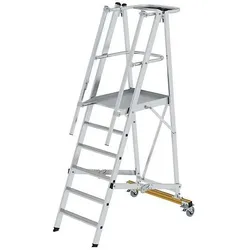 Munk, Leiter + Gerüst, Plattformleiter klappbar und fahrbar 6 Stufen (Plattformleiter, 150 cm)