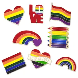 Gravidus Pride 8er Set Metall-Anstecker verschiedene Designs mit Regenbogen