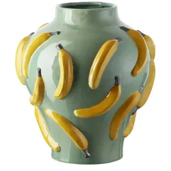 Vase Bananen   ¦ grün ¦ Keramik ¦ Maße (cm): H: 37,5  Ø: 34.0