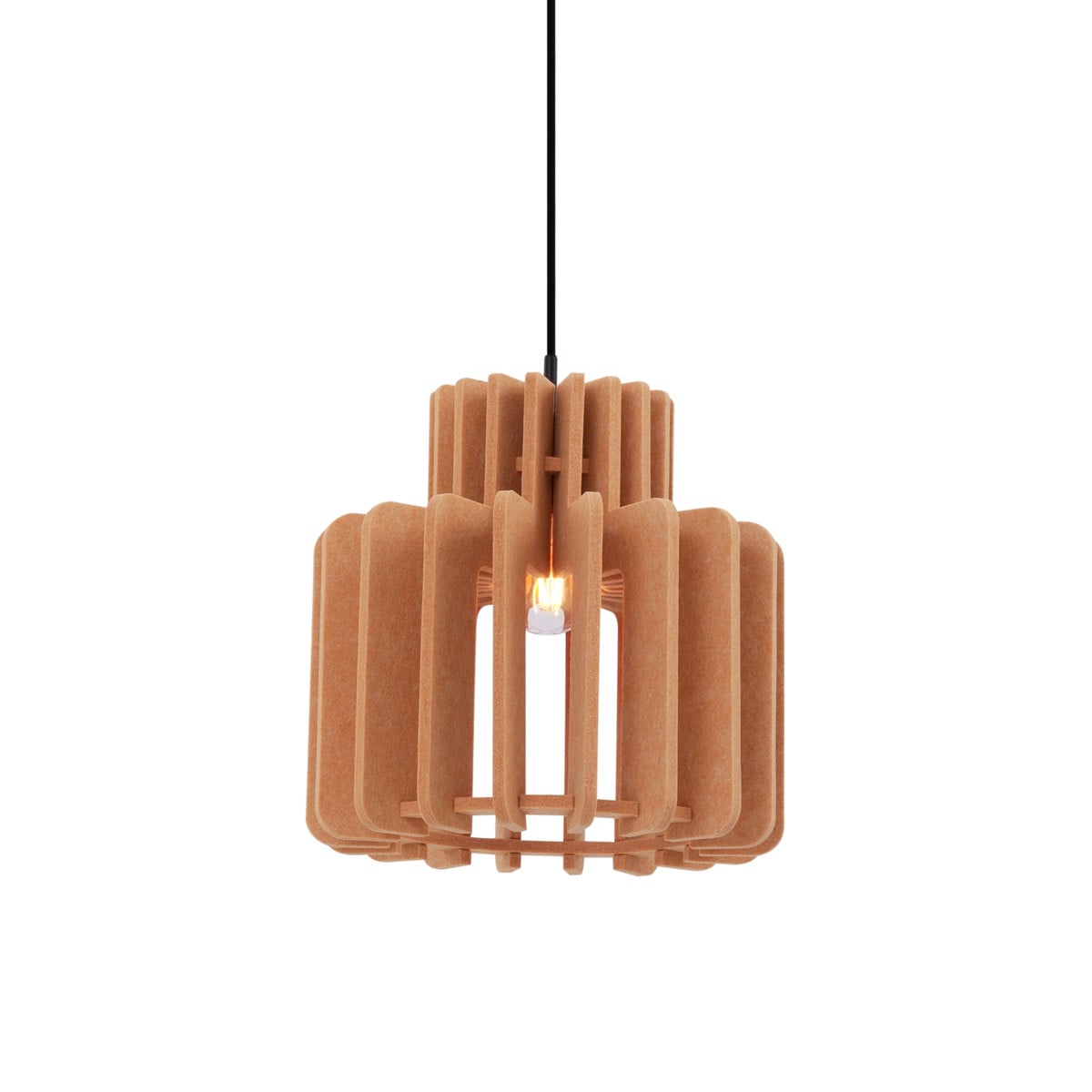 Retro hanglamp Qazqa zwart met oranje kap