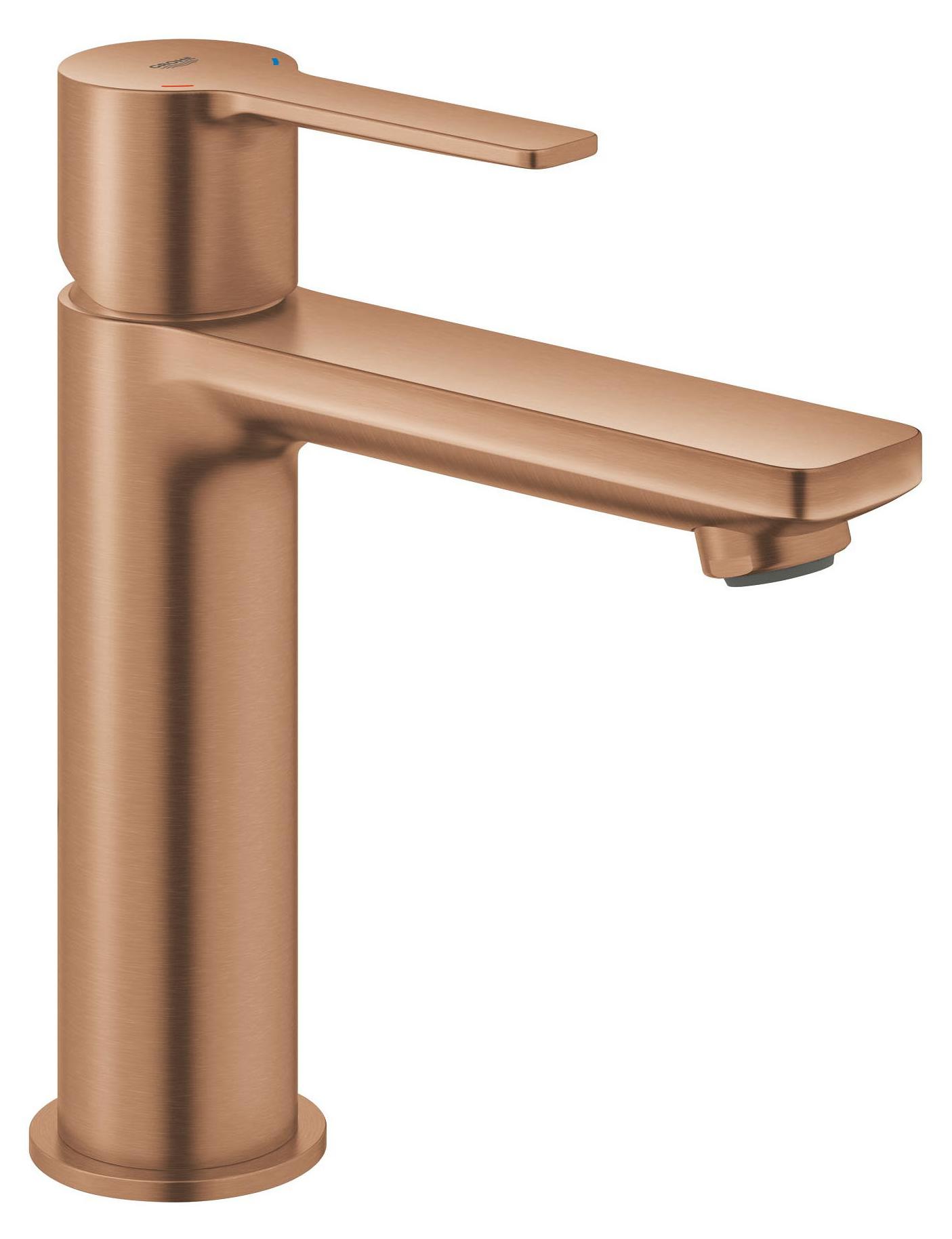 GROHE Einhebelmischer für Waschtisch, Lineare Serie, Größe S - Abfluss mit Klick-Klack-Mechanismus - Warm Sunset gebürstet - 23106DL0