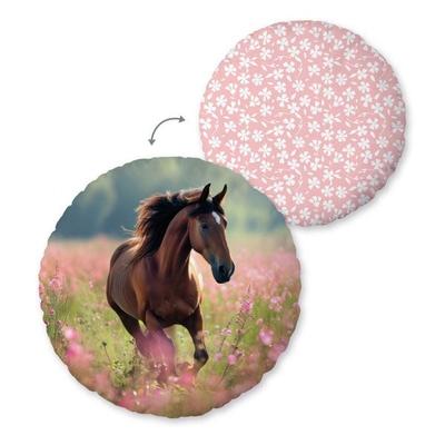 Klaus Hering 5424201218 - Young Collection Soft Velboa Kissen, Pferd Soft Velboa Rundkissen, Ø50 cm